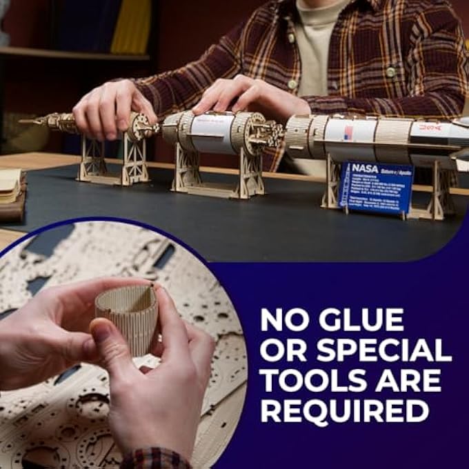 NASA SATURN V MODEL ROCKET KIT - MODEL KITS FOR ADULTS - 3D WOODEN PUZZLE FOR BUILDING A SPACE SHIP - WOODEN ROCKET SPACESHIP 3D PUZZLE - Image 4